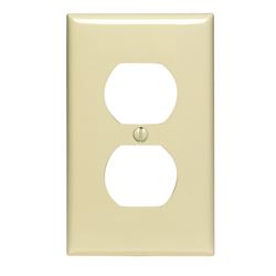 Leviton 80703-I Receptacle Wallplate, 4-1/2 in L, 2-3/4 in W, Standard, 1 -Gang, Nylon, Ivory, Surface Mounting