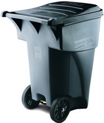 Rubbermaid FG9W2200GRAY Rollout Container, 95 gal Capacity, Polyethylene, Gray, Lift Up Closure