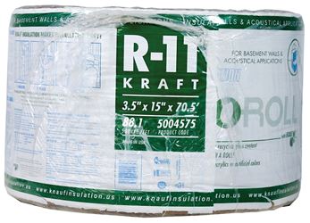 Knauf Insulation ECOROLL KR41E/TAK Insulation, 70-1/2 ft L, 15 in W, R11 R-Value, Fiberglass/Steel, Brown