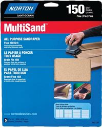 Norton MultiSand 07660747720 Sanding Sheet, 11 in L, 9 in W, Fine, 150 Grit, Aluminum Oxide Abrasive, Paper Backing