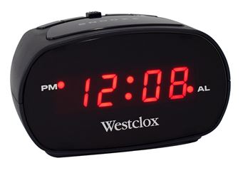 Westclox 70044A Alarm Clock, LED Display, Black Case
