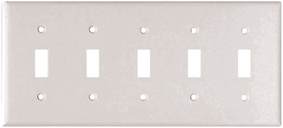 Eaton Wiring Devices 2155W-BOX Wallplate, 4-1/2 in L, 10 in W, 5 -Gang, Thermoset, White