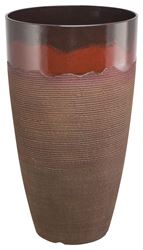 Landscapers Select PT-S065 Planter, 12 in Dia, 21 in H, Tall Round, Resin, Red, Red Wave, Pack of 4