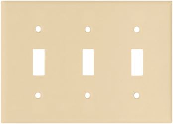 Eaton Wiring Devices 2141V-BOX Wallplate, 4-1/2 in L, 6.37 in W, 3 -Gang, Thermoset, Ivory, High-Gloss