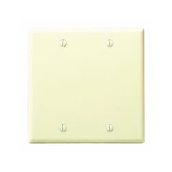 Leviton 001-86025-000 Wallplate, 4-1/2 in L, 4.56 in W, 0.22 in Thick, 2 -Gang, Thermoset Plastic, Ivory, Smooth