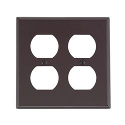 Leviton 85016 Receptacle Wallplate, 4-1/2 in L, 4-9/16 in W, 2 -Gang, Thermoset Plastic, Brown, Smooth