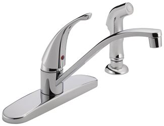 Delta Peerless Tunbridge Series P188500LF Kitchen Faucet with Side Sprayer, 1.8 gpm, 1-Faucet Handle, Chrome Plated