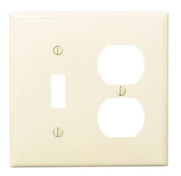 Leviton 80705-I Combination Wallplate, 4-1/2 in L, 2-3/4 in W, Standard, 2 -Gang, Nylon, Ivory, Device Mounting