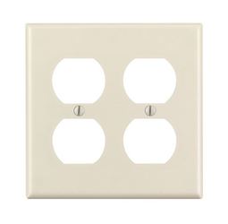 Leviton 78016 Receptacle Wallplate, 4-1/2 in L, 4-9/16 in W, 2 -Gang, Thermoset, Light Almond, Smooth
