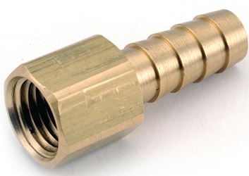 Anderson Metals 129F Series 757002-0404 Hose Adapter, 1/4 in, Barb, 1/4 in, FPT, Brass, Pack of 5