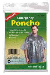 Coghlans 9173 Emergency Poncho, One-Size, Polyethylene, Clear, Reusable, Pack of 24