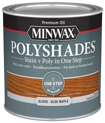 Minwax 214304444 Waterbased Polyurethane Stain, Gloss, Liquid, Olde Maple, 0.5 pt, Can