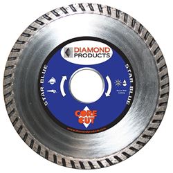 Diamond Products Star Blue 74959 High-Speed Saw Blade, 4 in Dia, 7/8 in Arbor, Diamond Cutting Edge, Turbo Rim