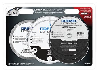 Dremel Ultra-Saw US700 Cutting Wheel Kit, 6-Piece, Carbide/Diamond