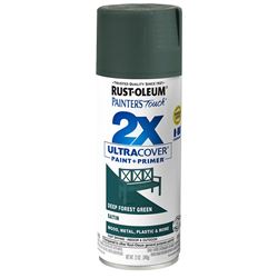 Rust-Oleum Painters Touch 2X Ultra Cover 350372 Spray Paint, Satin, Deep Forest, 12 oz, Aerosol Can