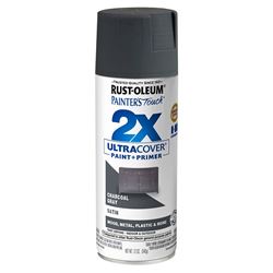 Rust-Oleum Painters Touch 2X Ultra Cover 350373 Spray Paint, Satin, Charcoal Gray, 12 oz, Aerosol Can