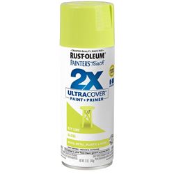 Rust-Oleum Painters Touch 2X Ultra Cover 334036 Spray Paint, Gloss, Key Lime, 12 oz, Aerosol Can