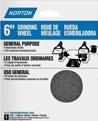 Norton 07660788245 Grinding Wheel, 6 in Dia, 1/2 in Arbor, Coarse, Aluminum Oxide Abrasive