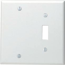 Leviton 002-88006-000 Non-Metallic Wallplate, 4-1/2 in L, 2-3/4 in W, 2 -Gang, Thermoset, White, Smooth