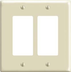 Leviton 80609-I Wallplate, 3-1/8 in L, 4.94 in W, 2-Gang, Thermoset Plastic, Ivory, Smooth