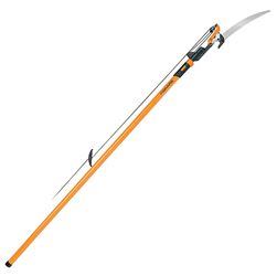 Fiskars 393981-1001 Pole Saw and Pruner, 1-1/8 in Dia Cutting Capacity, Steel Blade, 7 to 14 ft L Extension