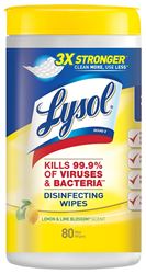 Lysol 77182 Disinfecting Wipes, 8 in L, 7 in W, Lemon and Lime Blossom
