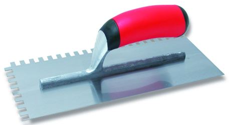 QLT 15672 Trowel, 11 in L, 4-1/2 in W, Square Notch, Soft Grip Handle