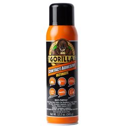 Gorilla 109852 Contact Adhesive Ultimate Spray, Characteristic, Light Yellow, 24 hr Curing, 12.2 oz Can, Pack of 6