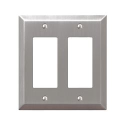 AmerTac Century 163RRBN Wallplate, 4-15/16 in L, 4-9/16 in W, 2 -Gang, Steel, Brushed Nickel