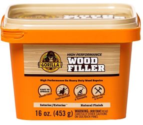Gorilla 107103 Wood Filler, Liquid Paste, Odorless to Mild, Tan, 16 oz Tub, Pack of 6