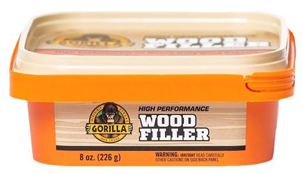Gorilla 107084 Wood Filler, Liquid Paste, Odorless to Mild, Tan, 8 oz Tub, Pack of 4