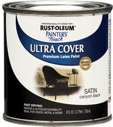 Rust-Oleum 267249 Latex Enamel Paint, Satin, Canyon Black, 0.5 pt