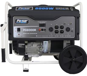 Pulsar PG6000R Portable Generator, 42/21 A, 120/240 V, Gasoline, 5.2 gal Tank, 11.5 hr Run Time, Recoil Start