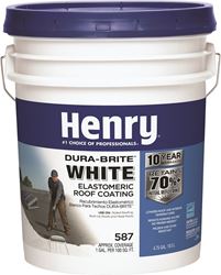 Henry HE587372 Elastomeric Roof Coating, White, 5 gal Pail, Cream