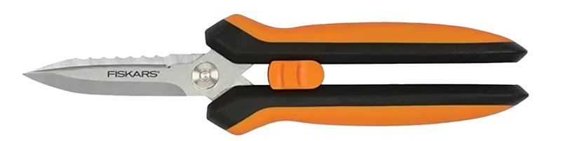 Fiskars 399220-1001 Multi-Purpose Garden Snip, 8 in OAL, Stainless Steel Blade, Soft-Grip Handle, Black/Orange Handle