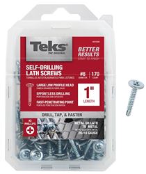 Teks 21528 Lath Screw, #8 Thread, Truss Head, Phillips Drive, Drill Point, Steel, Zinc