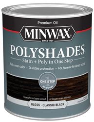 Minwax PolyShades 614950444 Wood Stain and Polyurethane, Gloss, Classic Black, Liquid, 1 qt, Can