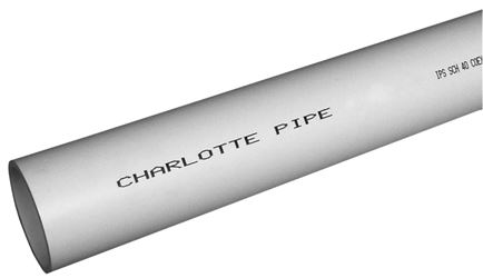 Charlotte Pipe PVC 04200 0800 Pipe, 2 in, 20 ft L, SCH 40 Schedule, PVC, White