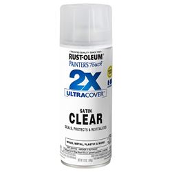 Rust-Oleum Painters Touch 2X Ultra Cover 346952 Spray Paint, Satin, Clear, 12 oz, Aerosol Can
