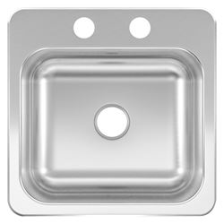 KINDRED CSLA1515-6-2CBN Bar Sink Bowl, Rectangle Bowl, 15 in L x 15 in W Dimensions, Stainless Steel, Satin, 1-Bowl