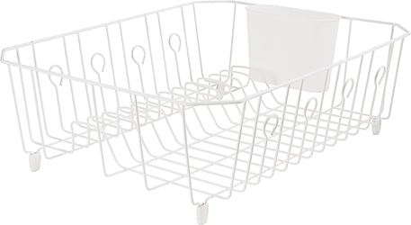 Rubbermaid 6032ARWHT Wire Dish Drainer, 13 Dishes Capacity, 17.62 in L, 13.81 in W, 5.93 in H, White