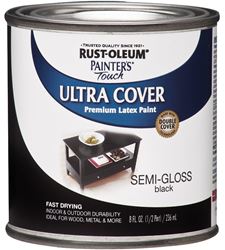 Rust-Oleum 1974730 Enamel Paint, Water, Semi-Gloss, Black, 0.5 pt, Can, 120 sq-ft Coverage Area