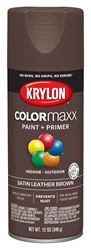 Krylon K05569007 Enamel Spray Paint, Satin, Leather Brown, 12 oz, Can