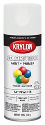 Krylon K05577007 Enamel Spray Paint, Satin, White, 12 oz, Can