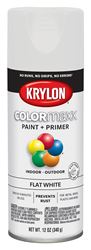 Krylon K05548007 Enamel Spray Paint, Flat, White, 12 oz, Can