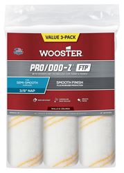 Wooster RR663-9 Roller Cover, 3/8 in Thick Nap, 9 in L, Woven Fabric Cover, White