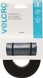 VELCRO Brand One Wrap 90340 Fastener, 3/4 in W, 12 ft L, Nylon/Polypropylene, Black