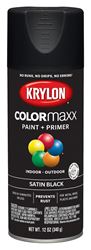 Krylon K05557007 Enamel Spray Paint, Satin, Black, 12 oz, Can