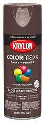 Krylon K05527007 Enamel Spray Paint, Gloss, Leather Brown, 12 oz, Can