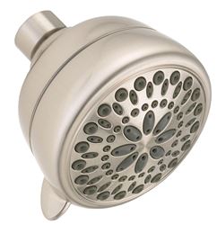 Delta 75763CSN Shower Head, Round, 1.75 gpm, 1/2 in Connection, IPS, 7-Spray Function, Plastic, Nickel, 3-3/8 in Dia